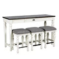4pc Joanna Sofa Bar Set Ivory/Mocha - Steve Silver Co.: Farmhouse Style, Linen-Look Stools, Storage Drawer