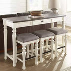 Ensemble table et 4 tabourets de bar Joanna, ivoire/mocha - Steve Silver Co. : style ferme, tabourets aspect lin, tiroir de rangement