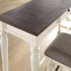Ensemble table et 4 tabourets de bar Joanna, ivoire/mocha - Steve Silver Co. : style ferme, tabourets aspect lin, tiroir de rangement