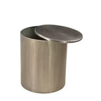Table d'appoint tambour en fer argenté