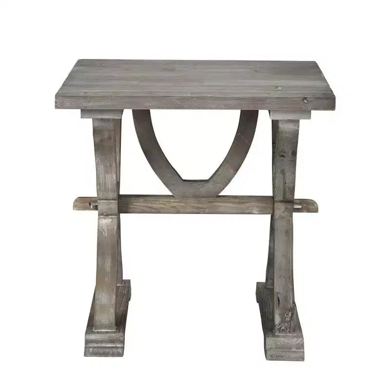 Reclaimed Wood Side Table Whitewash Finish