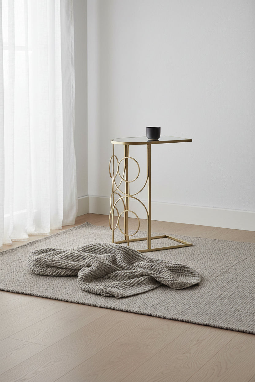 Contemporary Mirrored Accent Table Gold - Olivia & May: No Assembly, Indoor Use, Iron Frame