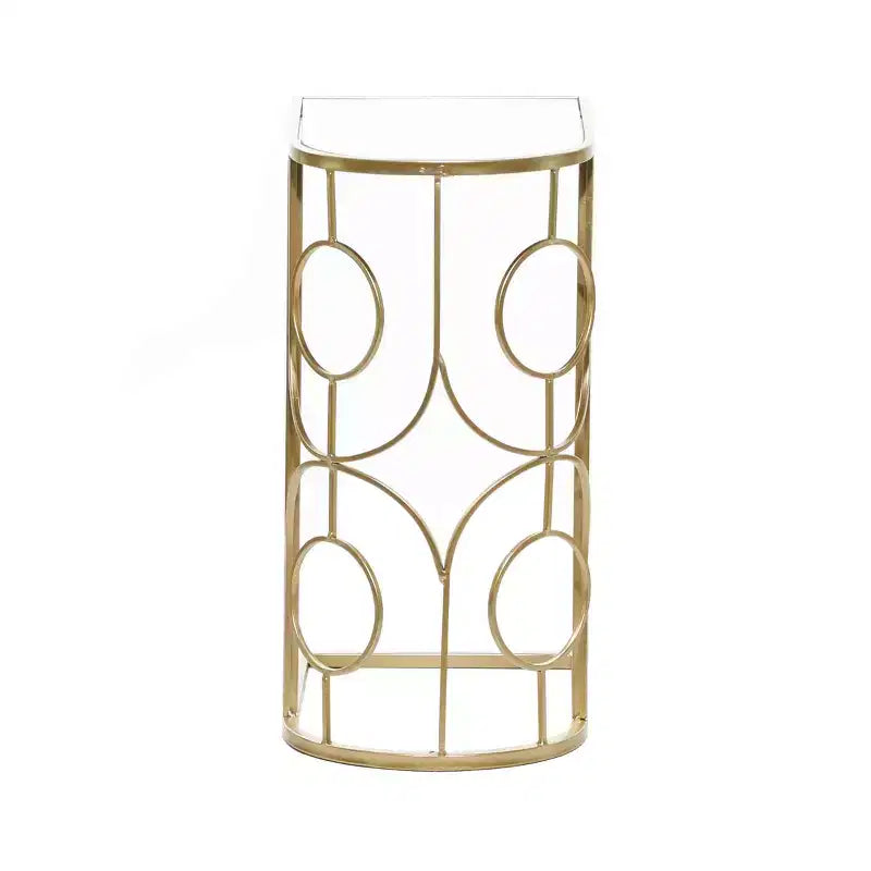 Contemporary Mirrored Accent Table Gold  May: No Assembly, Indoor Use, Iron Frame