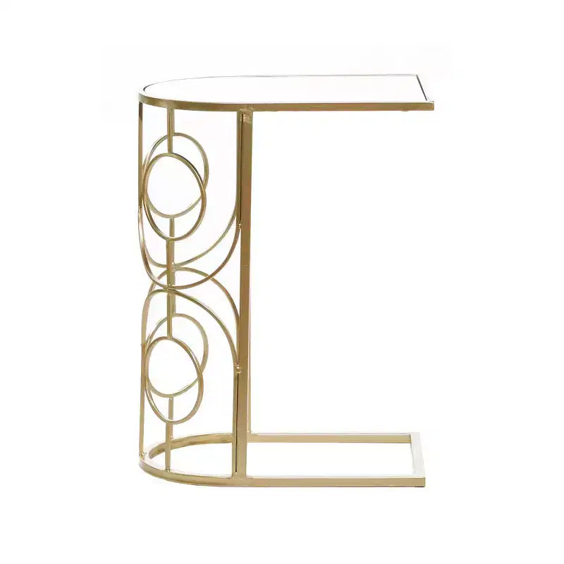 Contemporary Mirrored Accent Table Gold  May: No Assembly, Indoor Use, Iron Frame