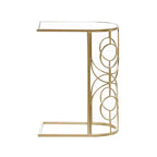 Table d'appoint contemporaine avec miroir doré  Mai: Aucun assemblage requis, Utilisation intérieure, Cadre en fer