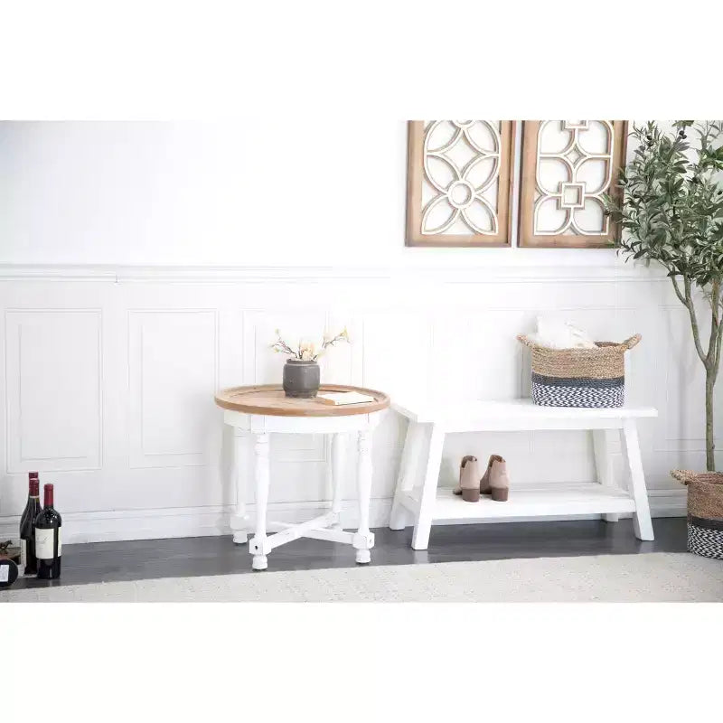 Country Cottage Wood Accent Table White