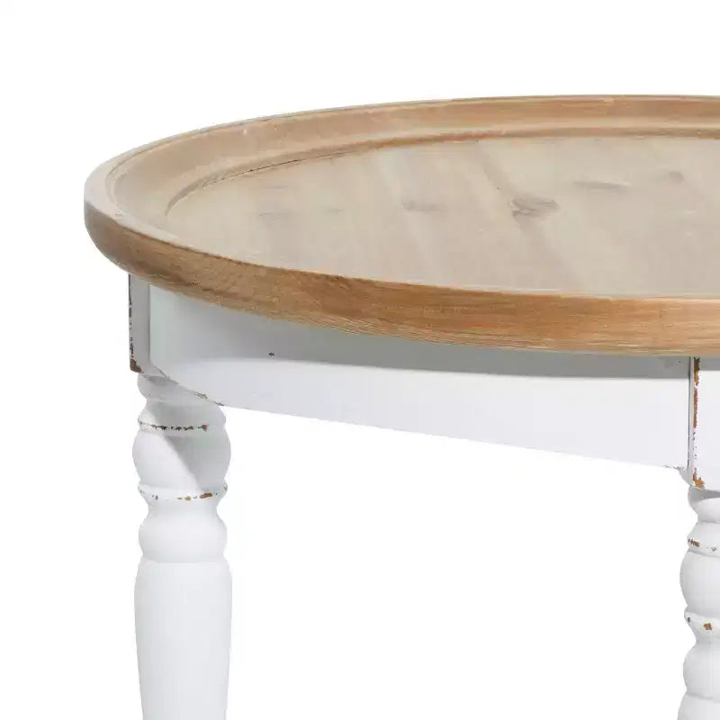 Table d'appoint en bois blanc au style campagnard