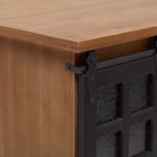 Table Basse Industrielle en Bois Marron Rustique avec 2 Étagères, Tiroir Caché et Porte Coulissante en Métal