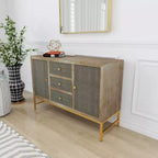 Armoire en métal marron contemporaine : rangement élégant, 3 tiroirs, aucun assemblage requis