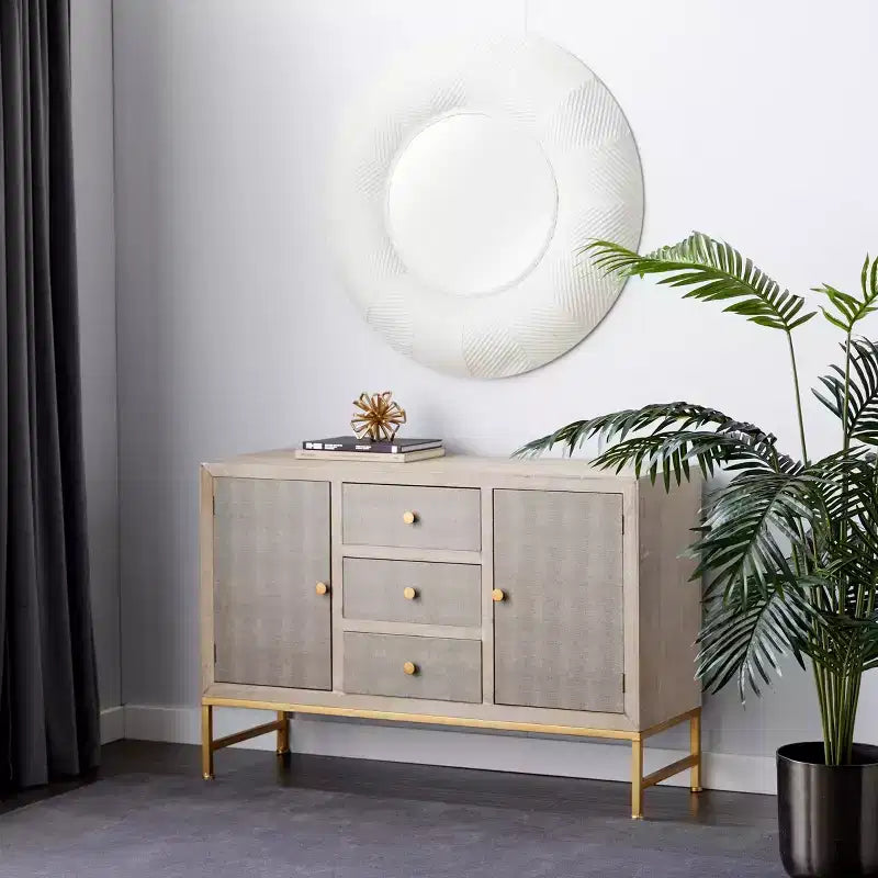 Contemporary Metal Cabinet Brown May: Chic Storage, 3 Drawers, No Assembly Required