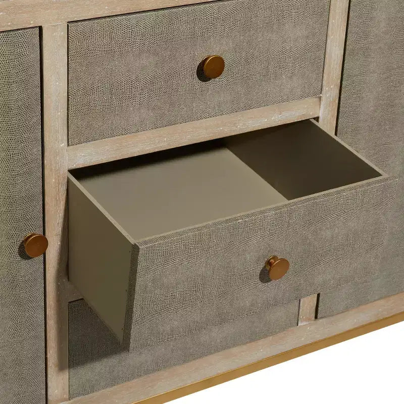 Contemporary Metal Cabinet Brown May: Chic Storage, 3 Drawers, No Assembly Required