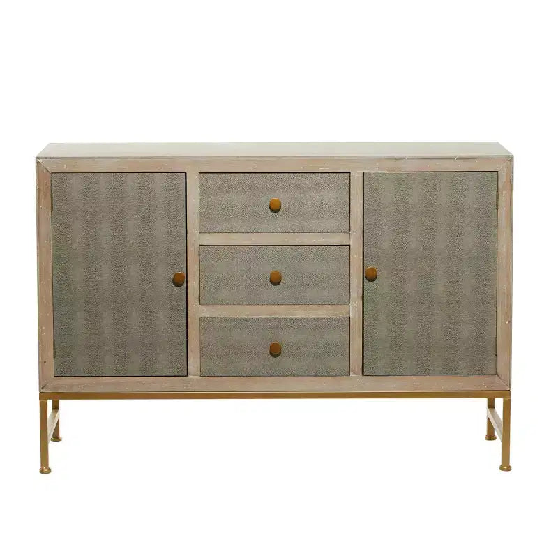 Contemporary Metal Cabinet Brown May: Chic Storage, 3 Drawers, No Assembly Required