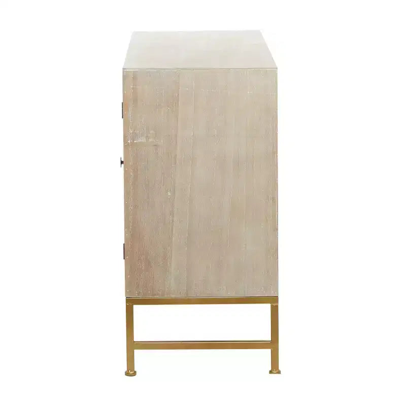Contemporary Metal Cabinet Brown May: Chic Storage, 3 Drawers, No Assembly Required