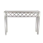 Glam Mirror and Wood Patterned Console Table Silver - Olivia & May: Elegant Entryway Furniture, Narrow Design