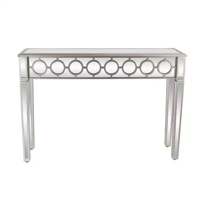 Glam Mirror and Wood Patterned Console Table Silver - Olivia & May: Elegant Entryway Furniture, Narrow Design