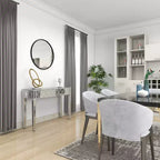 Glam Miroir et Console Table Motif Bois Argent Meuble d'Entrée Élégant, Design Étroit