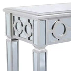 Glam Miroir et Console Table Motif Bois Argent Meuble d'Entrée Élégant, Design Étroit