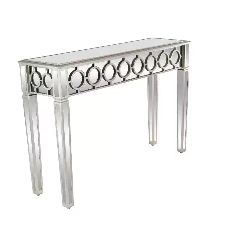 Glam Miroir et Console Table Motif Bois Argent May : Meuble d'Entrée Élégant, Design Étroit