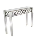 Glam Miroir et Console Table Motif Bois Argent Meuble d'Entrée Élégant, Design Étroit