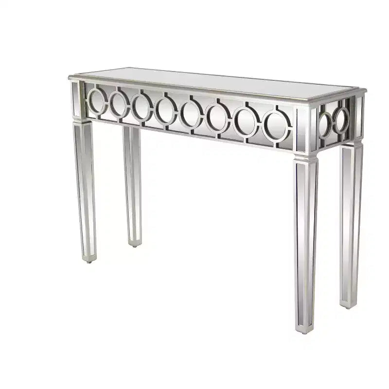 Glam Miroir et Console Table Motif Bois Argent May : Meuble d'Entrée Élégant, Design Étroit