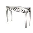 Glam Miroir et Console Table Motif Bois Argent Meuble d'Entrée Élégant, Design Étroit