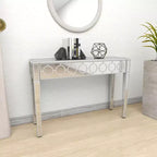 Glam Miroir et Console Table Motif Bois Argent Meuble d'Entrée Élégant, Design Étroit