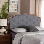 Tête de lit en tissu et bois Queen Gris/Noyer