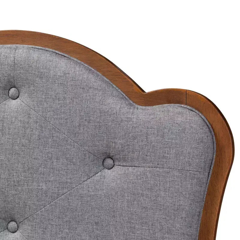 Queen Fabric and Wood Headboard Gray/Walnut Brown