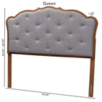 Tête de lit en tissu et bois Queen Gris/Noyer