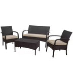 Ensemble de conversation de patio 4 pièces en osier avec coussins Cordoba - Christopher Knight Home