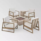 Ensemble de conversation d'extérieur 6 pièces en bois d'acacia belge – Christopher Knight Home
