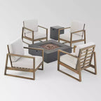 Ensemble de conversation d'extérieur 6 pièces en bois d'acacia belge – Christopher Knight Home