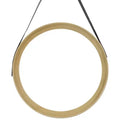 Northlight 20 Wooden Finish Round Wall Mirror with Black Hanging Strap