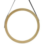 Northlight 20 Wooden Finish Round Wall Mirror with Black Hanging Strap