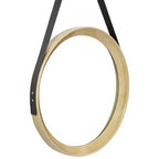 Miroir mural rond en bois de 20 po avec sangle de suspension noire