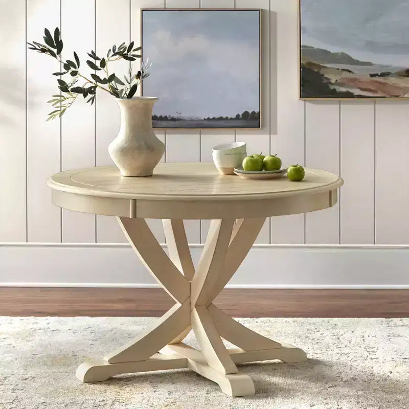 Farmhouse Solid Wood Pedestal Dining Table