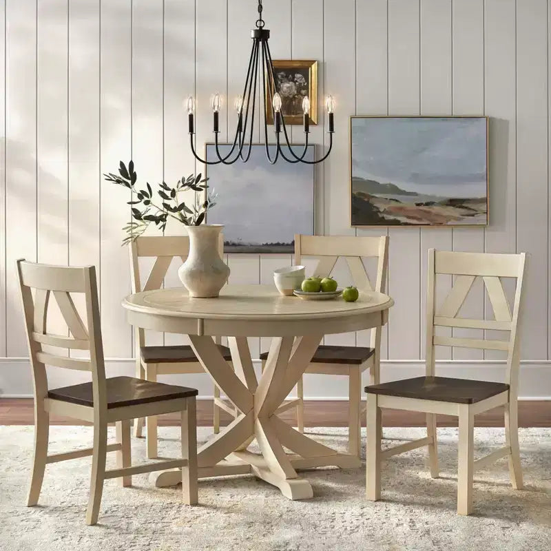 Farmhouse Solid Wood Pedestal Dining Table