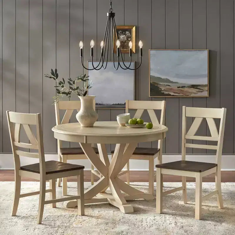 Farmhouse Solid Wood Pedestal Dining Table