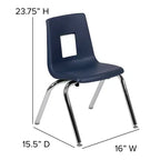 Chaise d'école empilable pour élève - 35,5 cm