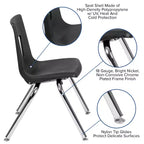 Chaise d'école empilable pour élève - 35,5 cm