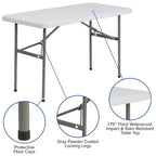 Table pliante en plastique blanc granit 4 pieds - Table pliante pour banquets / événements