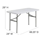 Table pliante en plastique blanc granit 4 pieds - Table pliante pour banquets / événements