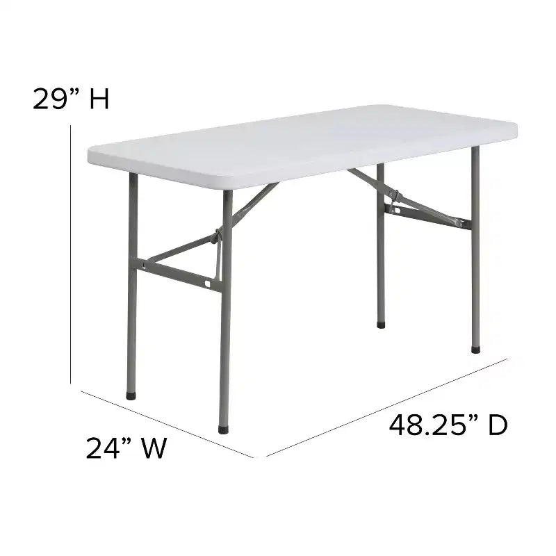 4-Foot Granite White Plastic Folding Table - Banquet / Event Folding Table