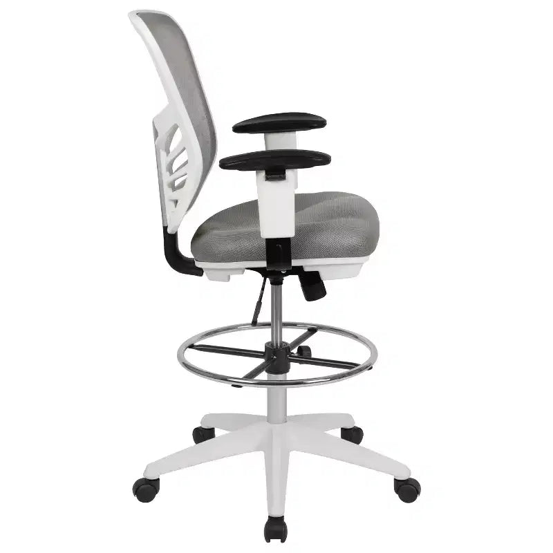 Chaise de bureau ergonomique mi-dossier en maille réglable pour dessinateur, chaise de travail