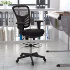 Chaise de bureau ergonomique mi-dossier en maille réglable pour dessinateur, chaise de travail