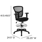 Chaise de bureau ergonomique mi-dossier en maille réglable pour dessinateur, chaise de travail