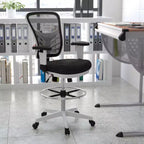 Chaise de bureau ergonomique mi-dossier en maille réglable pour dessinateur, chaise de travail