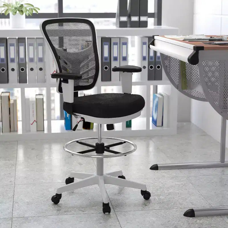Chaise de bureau ergonomique mi-dossier en maille réglable pour dessinateur, chaise de travail
