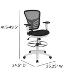 Chaise de bureau ergonomique mi-dossier en maille réglable pour dessinateur, chaise de travail