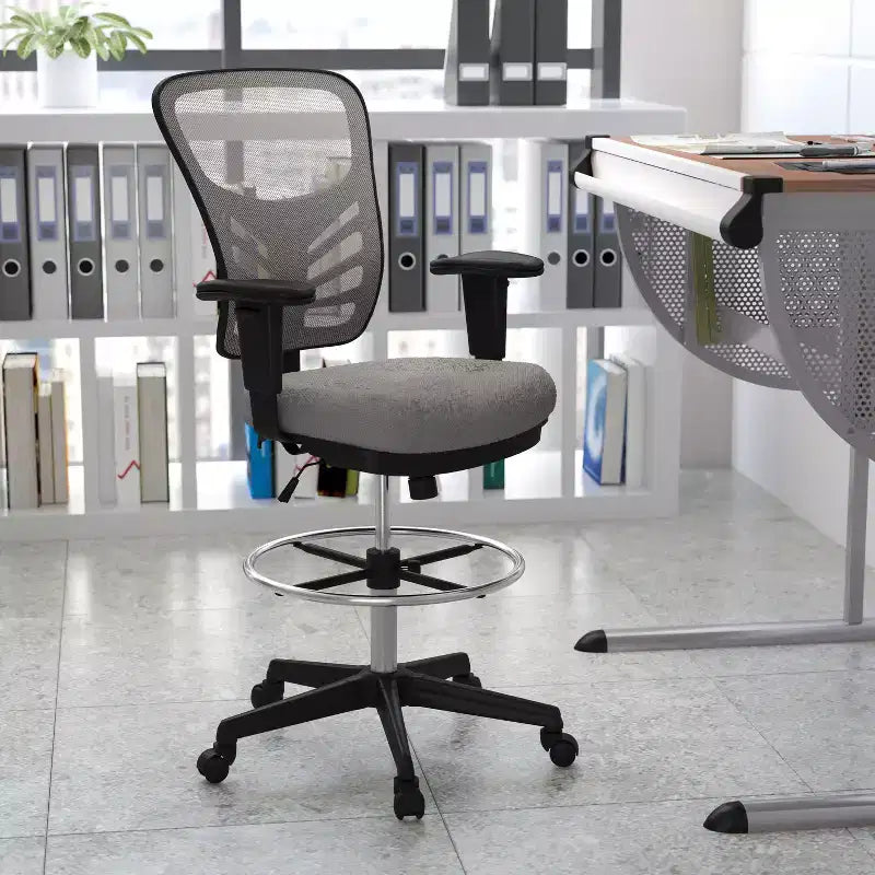 Chaise de bureau ergonomique mi-dossier en maille réglable pour dessinateur, chaise de travail